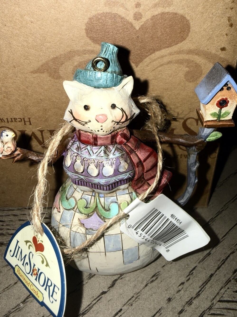 Jim Shore Heartwood Creek Cool Cat 4”Snowman Figurine Birdhouse Bird 2009